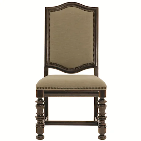 <b>Customizable</b> Upholstered Side Chair with Nailhead Trim